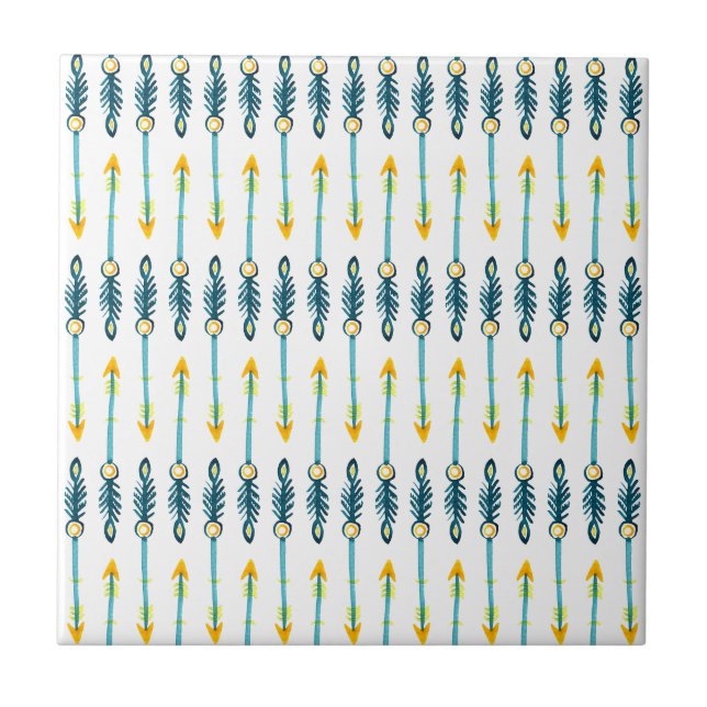 boho chic bleu flèches carreau (Devant)