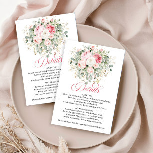 Boho Chic Blush Floral Wedding Details Card