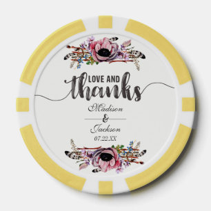 Boho Chic Blush Pink Floral Wedding Thank You Poker Chips