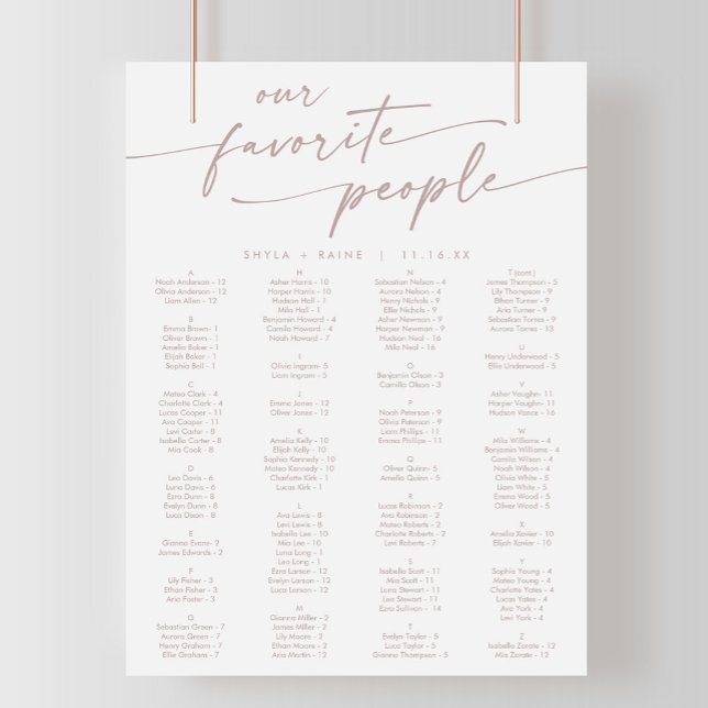 Boho Chic blush Pink Printable Seating Chart (Creator Uploaded)