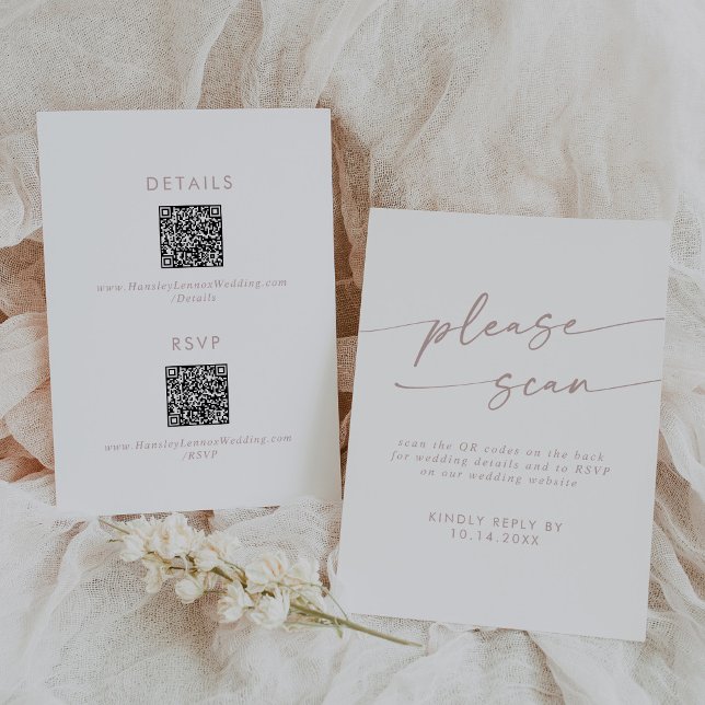 Boho Chic Blush Pink QR Code Details and  RSVP Card (Creator Uploaded)