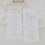 Boho Chic Blush Pink Tea Length Wedding Program<br><div class="desc">This boho chic blush pink tea length wedding program is perfect for a minimalist wedding ceremony. The dusty rose pink and white modern bohemian design features simple rustic calligraphy with a unique yet classic style. Personalize your wedding program with you names, wedding date, location, order of service, wedding party and...</div>