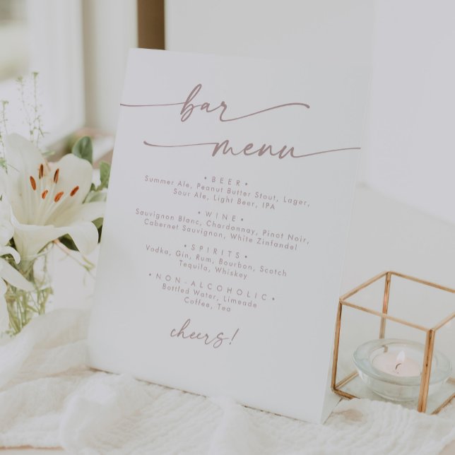 Boho Chic Blush Pink Wedding Bar Pedestal Sign (Creator Uploaded)