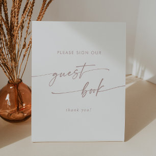 Boho Chic Blush Pink Wedding Guest Book Pedestal Sign