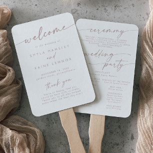 Boho Chic Blush Pink Wedding Program Hand Fan