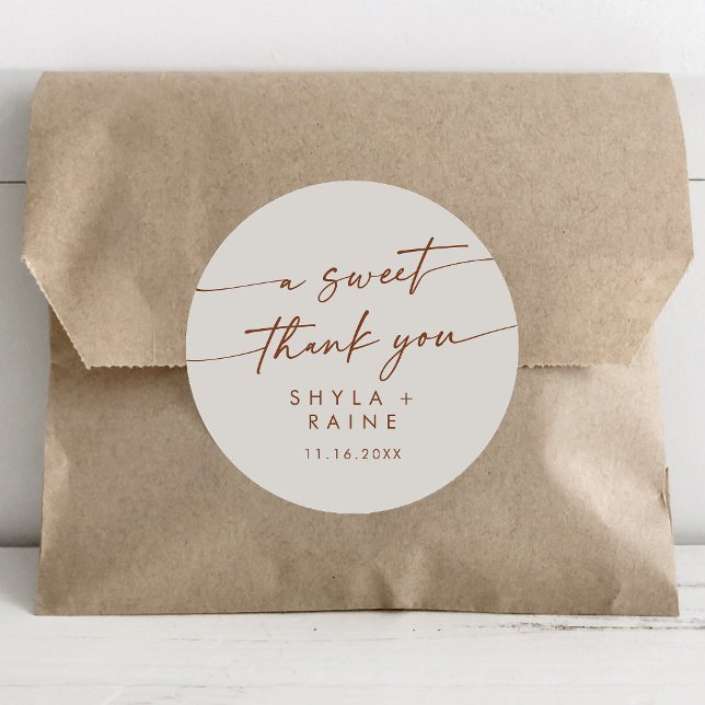 Boho Chic Bohemian Cream A Sweet Thank You Favour Classic Round Sticker (Creator Uploaded)