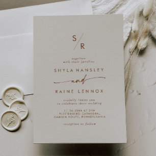Boho Chic Bohemian Cream Monogram Wedding Invitation