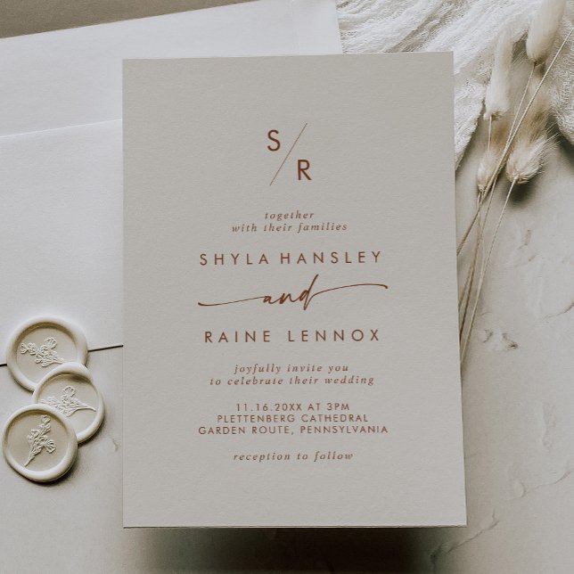 Boho Chic Bohemian Cream Monogram Wedding Invitation (Creator Uploaded)