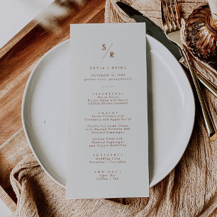 Boho Chic Bohemian Cream Monogram Wedding Menu