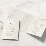 Boho Chic Bohemian Cream Monogram Wedding Tri-Fold Programme<br><div class="desc">This boho chic bohemian cream monogram wedding tri-fold program is perfect for a minimalist wedding. The neutral terracotta burnt orange and cream modern bohemian design features simple rustic calligraphy with a unique yet classic style. Personalize your wedding program with your initials, names, wedding date and location, your favourite quote or...</div>