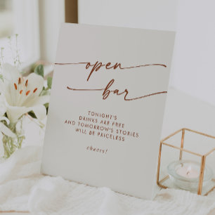 Boho Chic Bohemian Cream Open Bar Wedding Pedestal Sign