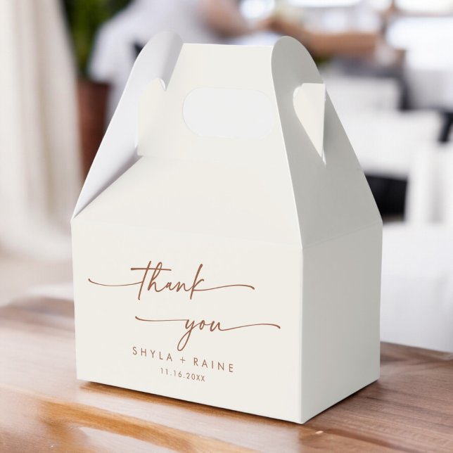 Boho Chic Bohemian Cream Thank You Wedding Favor Box (Creator Uploaded)