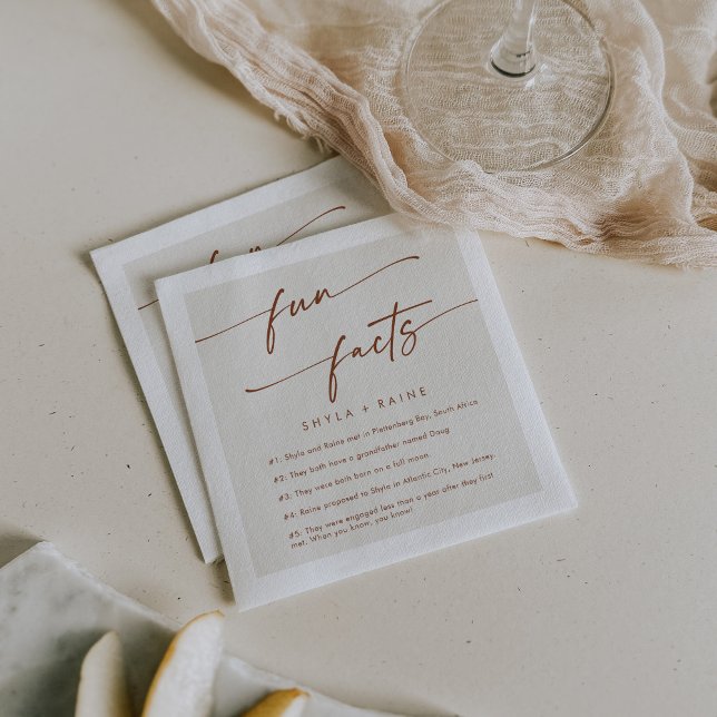 Boho Chic Bohemian Cream Wedding Fun Fact Napkins (Creator Uploaded)