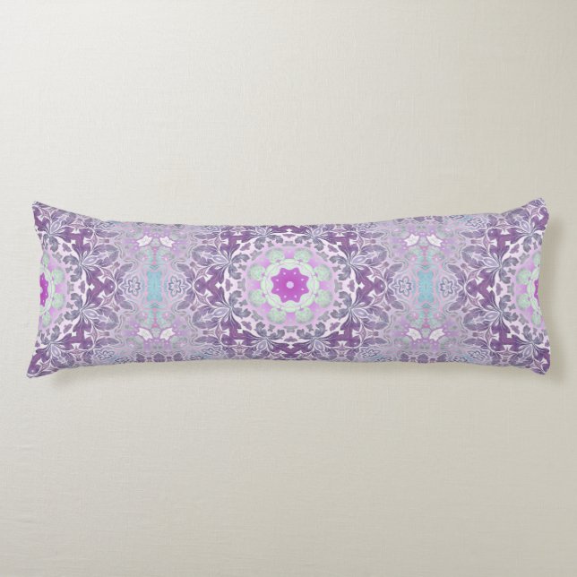 Boho chic Bohemian lilac purple mandala Body Pillow (Front)