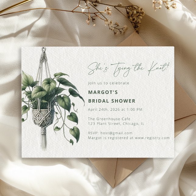 Boho Chic Botanical Tie the Knot Bridal Shower Eco Invitation (Creator Uploaded)