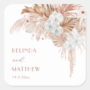 Boho Chic Botanical   Wedding Square Sticker