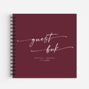 Boho Chic Bourgogne Rouge Mariage livre d'hôtes