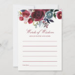 Boho Chic Burgundy and Navy Autumn Fall Wedding Advice Card<br><div class="desc">Trendy Boho Bridal Shower advice for Bride-to-be card customizable to your event specifics.</div>