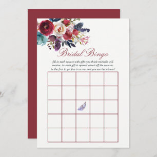 Boho Chic Burgundy and Navy Autumn Fall Wedding Invitation