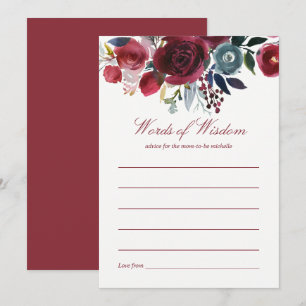 Boho Chic burgundy and navy Baby Shower Advice Invitation