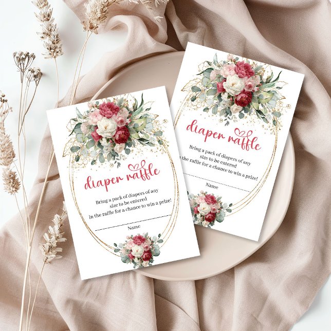 Boho Chic Burgundy Blush Diaper Raffle Card (Boho Chic Burgundy Blush Diaper Raffle Card)