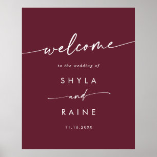 Boho Chic Burgundy Red DIY Wedding Welcome Sign