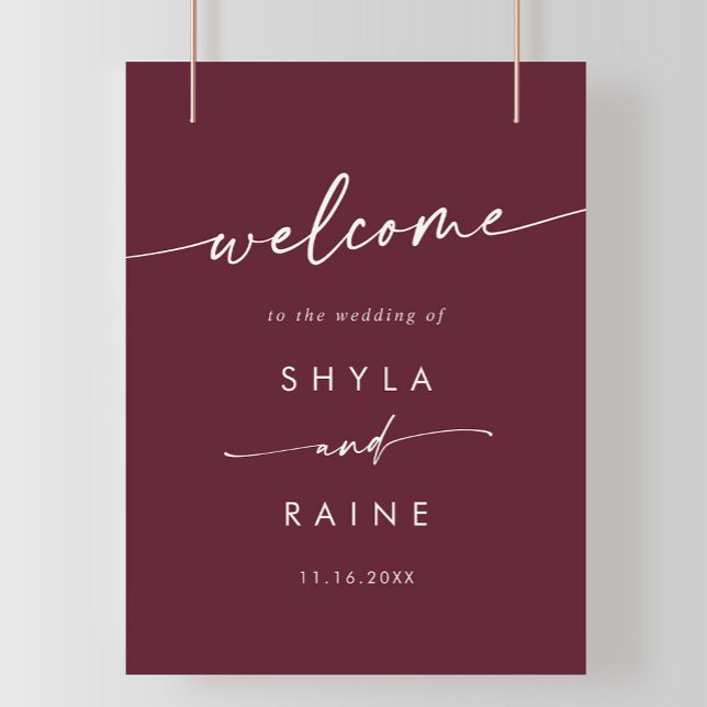 Boho Chic Burgundy Red DIY Wedding Welcome Sign (Creator Uploaded)