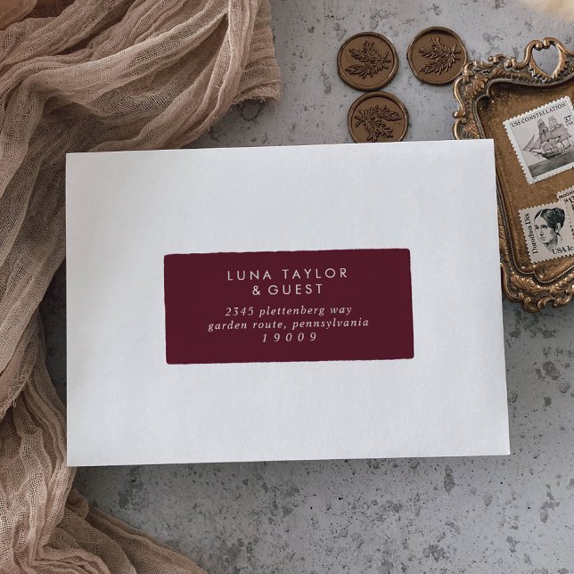 Boho Chic Burgundy Red Guest Address Labels (Creator Uploaded)
