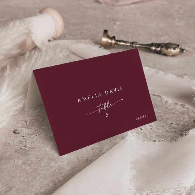 Boho Chic Burgundy Red Guest Name Place Cards (Creator Uploaded)