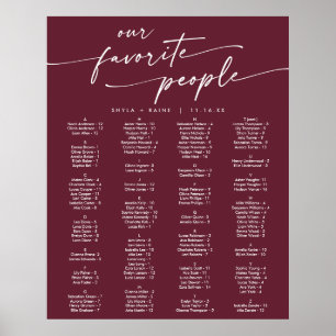 Boho Chic Burgundy Red Printable Seating Chart