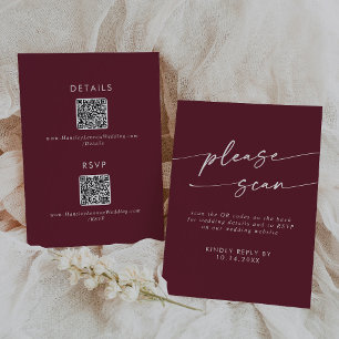 Boho Chic Burgundy Red QR Code Details  RSVP Card