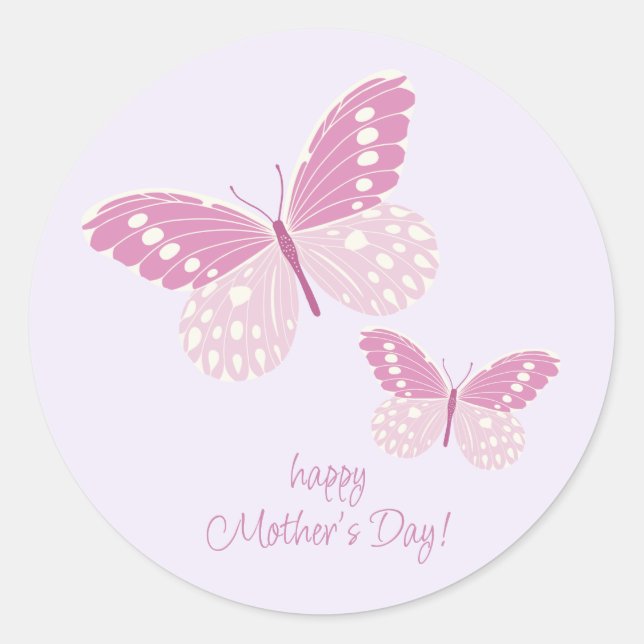 Boho Chic Butterflies Happy Mère's Day Stickers (Devant)