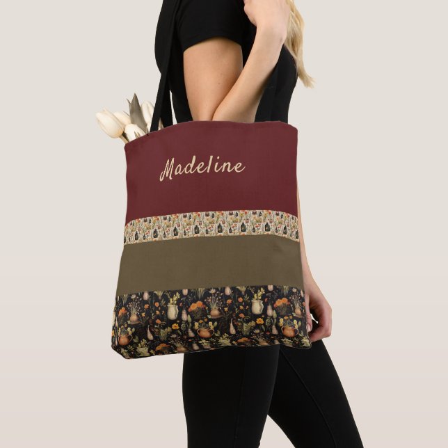 Boho-Chic Canneberge & Sac fourre-tout Vert (De près)