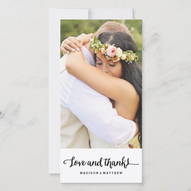 Boho Chic | Carte photo mariage Merci (Devant)