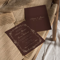 Boho Chic Chocolate Brown Floral Old Money Wedding