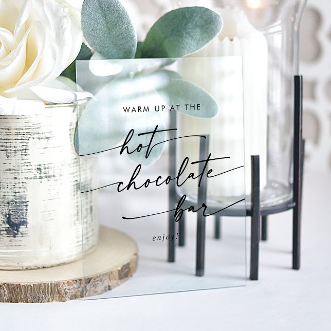 Boho Chic Clear Acrylic Wedding Hot Chocolate Bar Sign (Boho Chic Clear Acrylic Wedding Hot Chocolate Bar Acrylic Sign)