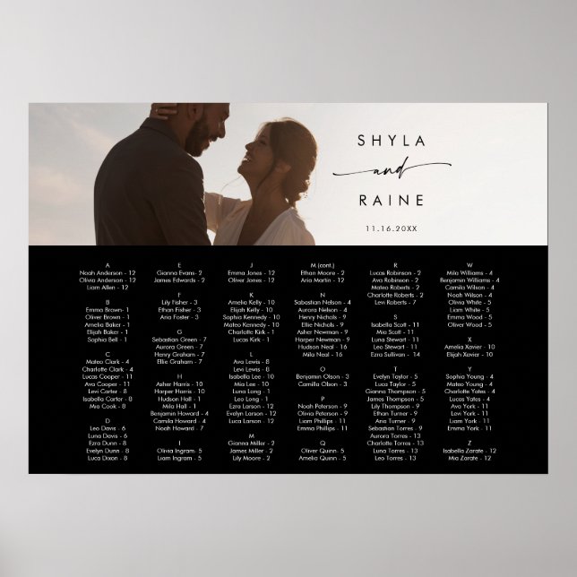 Boho Chic COLOR EDITABLE Picture Seating Chart (Front)