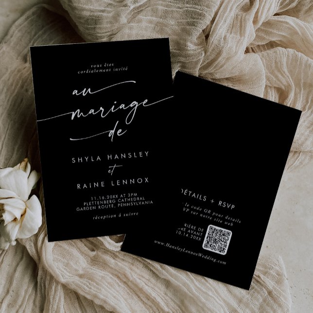 Boho Chic COLOR EDITABLE QR Code French Wedding Invitation (Creator Uploaded)