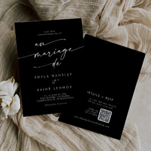 Boho Chic COLOR EDITABLE QR Code French Wedding Invitation