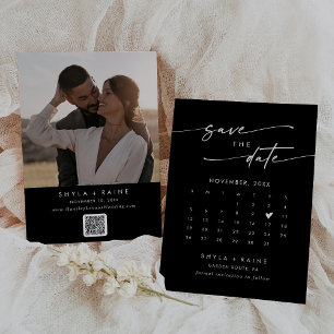 Boho Chic COLOR EDITABLE QR Code Photo Calendar Save The Date