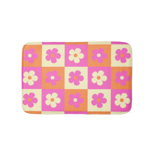 Boho Chic Colorful Floral Pattern Retro  Bath Mat