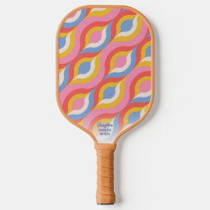 Boho Chic Colourful Abstract Pattern Custom Text Pickleball Paddle