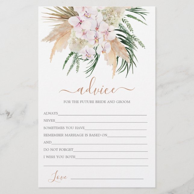 Boho Chic Conseils pour la carte Mariée (Devant)