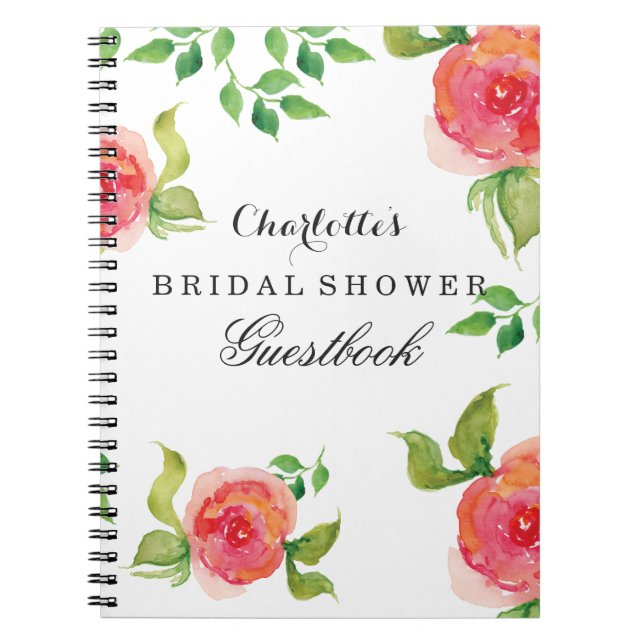 boho chic Coral nuptiale douche Livre d'or (Devant)