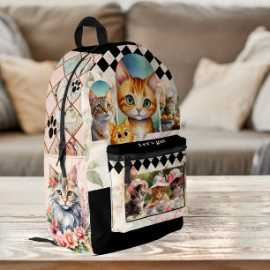 Boho Chic Crazy Cat Lady Printed Backpack