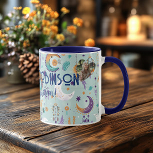 Boho Chic Custom Mug with Celestial Motifs