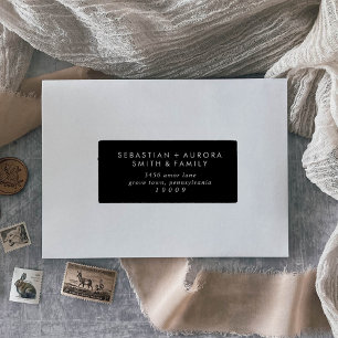 Boho Chic Dark Black Guest Address Labels