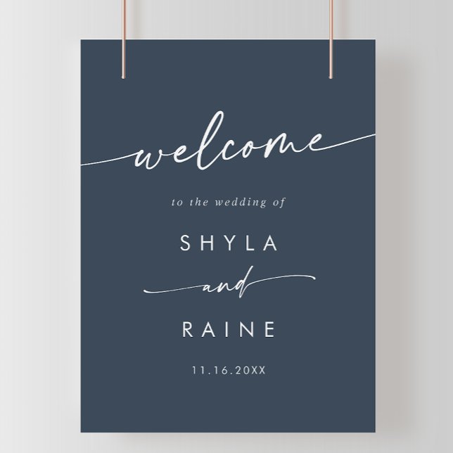 Boho Chic Dark Navy Blue DIY Wedding Welcome Sign (Creator Uploaded)