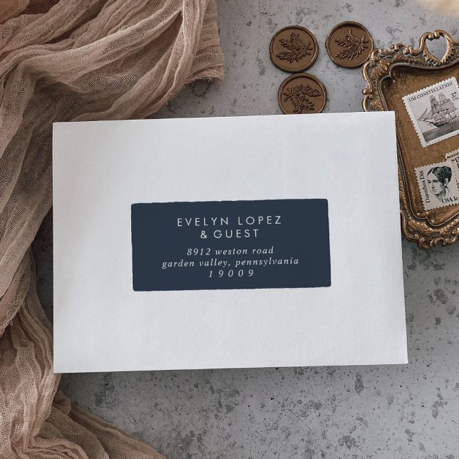 Boho Chic Dark Navy Blue Guest Address Labels (Creator Uploaded)