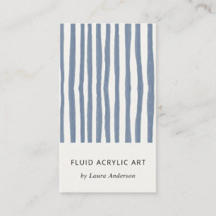 Boho Chic Dusky Blue Watercolor Hand Drawn Strips Business Card